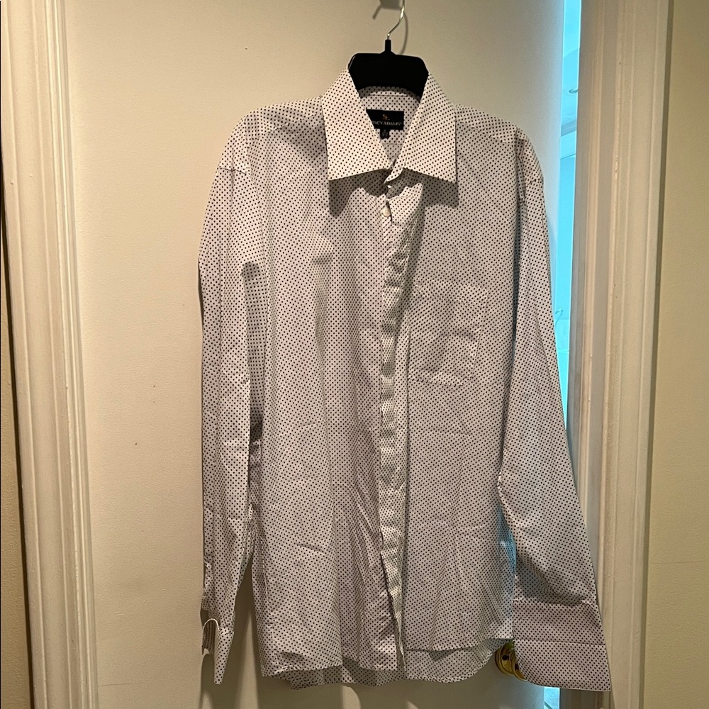 Stacy Adams White and Black Geometric Dress Shirt